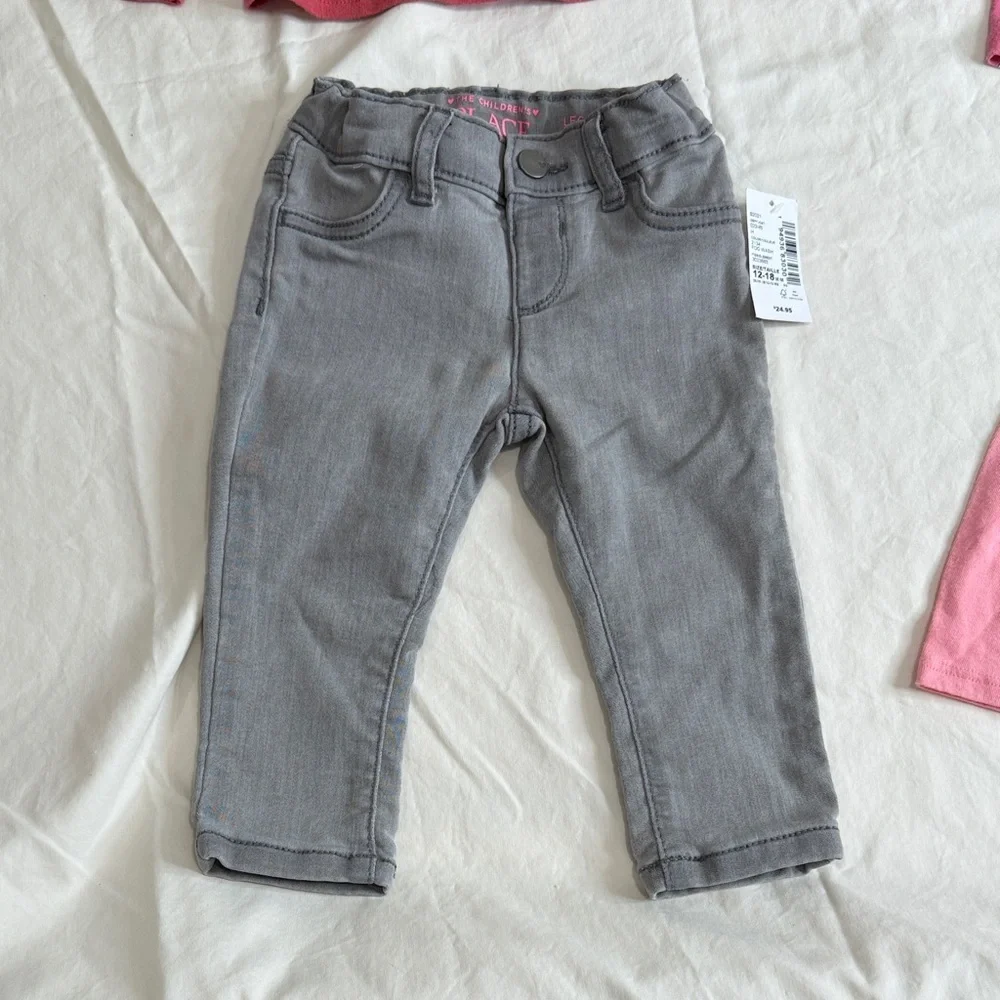 The Children's Place Girls Pink & Gray Top and Pant Set - Fox & Dalmatian Prints